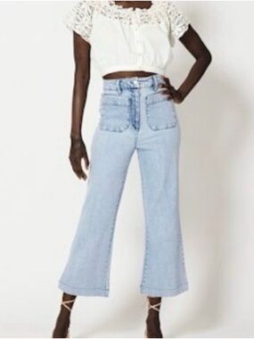 Cleobella Light Blue High-Rise Wide-Leg Crop Jeans